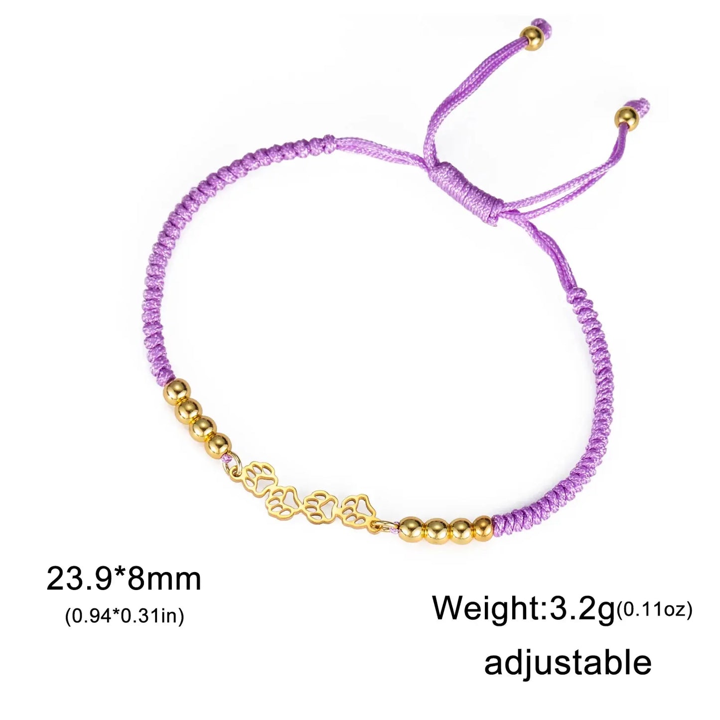 Paw Bracelet Product vendor  22.95 Animal Heroes Purple-Wax-Rope-17-22-cm